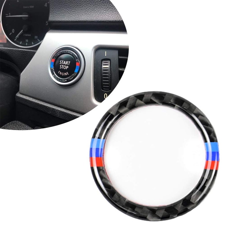 Fsforcar Carbon Fiber Car Engine Start Stop Ignition Key Ring Decorative Sticker for Compatible with BMW E90 E92 E93 3 Series Engine Start Button Cover (Mixed Color) - Image 1